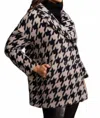 Tribal Houndstooth Double Breast Coat In Frosty Grey In Multi