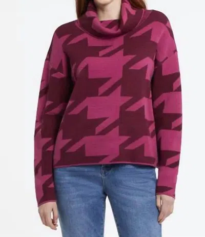 Tribal Idina Intarsia Knit Cowl Neck Sweater In Rubywine In Pink