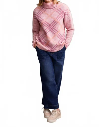 Tribal Intarsia Turtleneck Sweater In Pink Lady