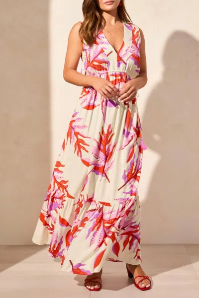 Tribal Jacquard V-neck Maxi Dress In Orchid Sky In Multi