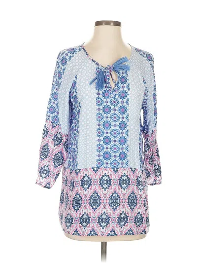 Pre-owned Tribal Jeans 3/4 Sleeve Blouse In Blue