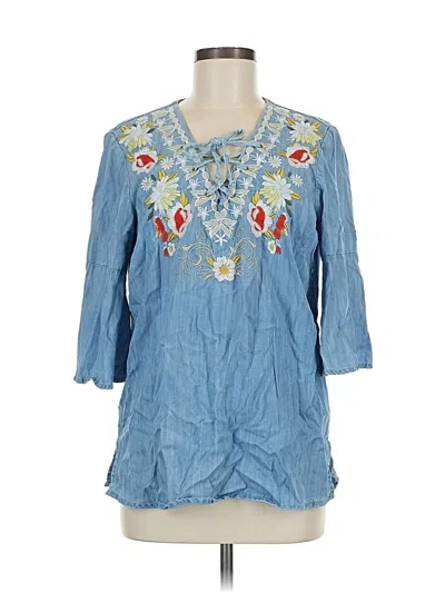 Pre-owned Tribal Jeans 3/4 Sleeve Blouse In Blue