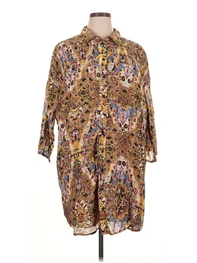 Pre-owned Tribal Jeans 3/4 Sleeve Blouse In Brown