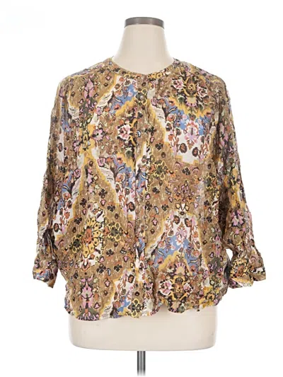 Pre-owned Tribal Jeans 3/4 Sleeve Blouse In Gold