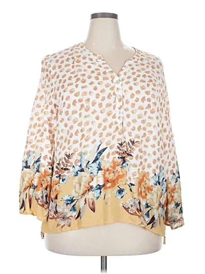 Pre-owned Tribal Jeans 3/4 Sleeve Blouse In White