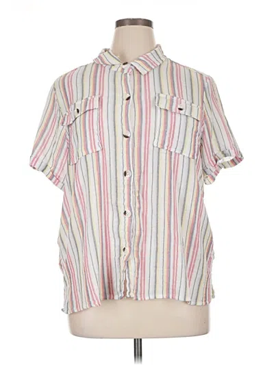 Pre-owned Tribal Jeans Short Sleeve Blouse In Ivory
