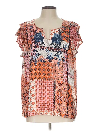 Pre-owned Tribal Jeans Short Sleeve Blouse In Orange