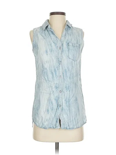 Pre-owned Tribal Jeans Sleeveless Button Down Shirt In Blue