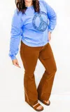 Tribal Judy Blue High Rise Tummy Control Flare Jeans In Brown Dyed