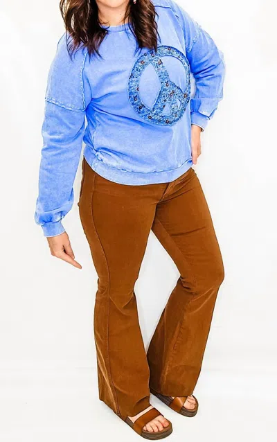Tribal Judy Blue High Rise Tummy Control Flare Jeans In Brown Dyed
