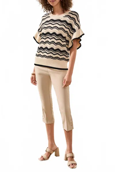 Tribal Juliet Short Sleeve Sweater In Canvas In Multi