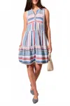 Tribal Kitesurf Stripe Mini Dress In Blue Multi In Blue
