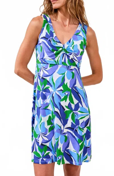 Tribal Knit Dress With Front Pleat In Royalazur In Multi