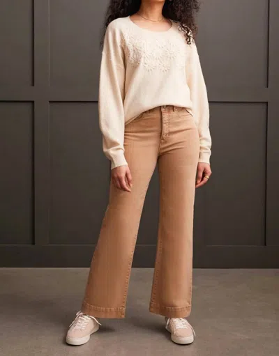 Tribal Knit Floral Sweater In Moonstone In Brown