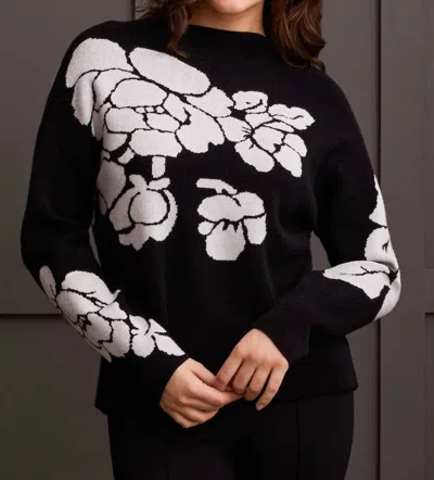 Tribal Knit Jacquard Funnel Neck Sweater In Black