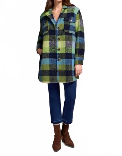 Tribal Knit Plaid Notch Collar Shacket In Nightfall In Multi