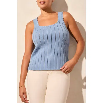 Tribal Knit Tank Top In Scuba Blue