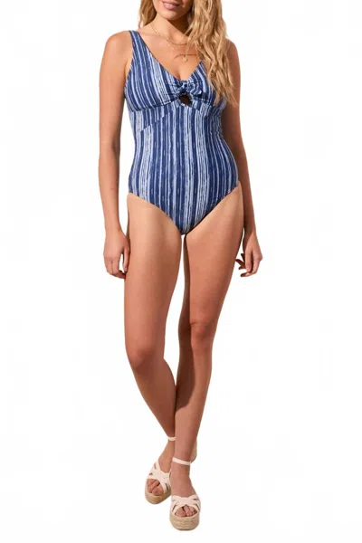 Tribal Knot Front Swimsuit In Jet Blue