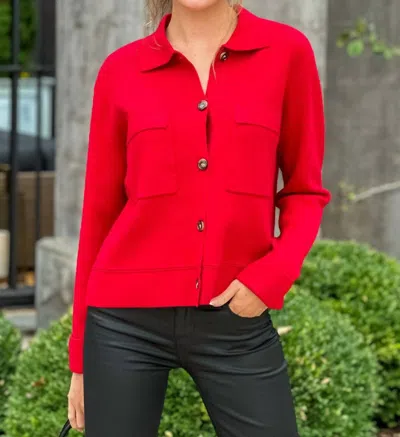 Tribal Light Knit Cardigan Sweater In Scarlet