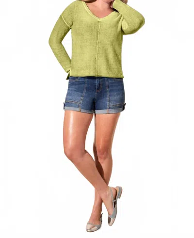 Tribal Lightweight Cotton V-neck Sweater In Starfruit In Multi