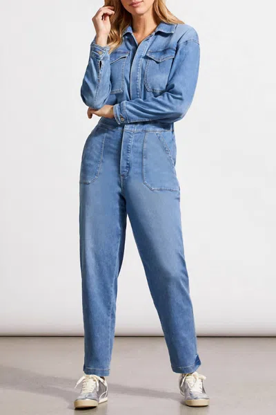 Tribal Lightweight Denim Jumpsuit In Sky Blue