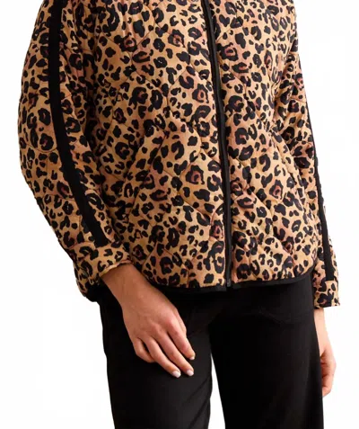 Tribal Lightweight Drop Shoulder Quilted Puffer Jacket In Beige In Animal Print