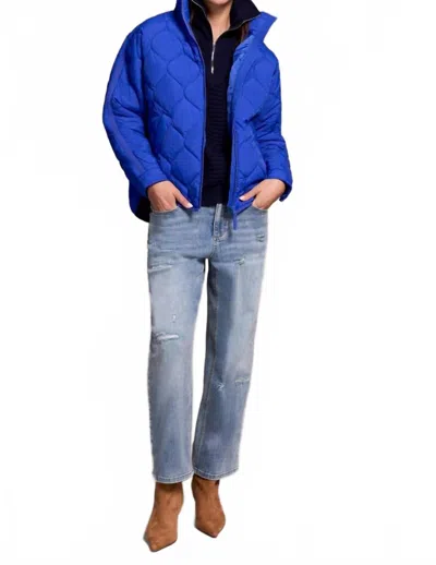 Tribal Lightweight Drop Shoulder Quilted Puffer Jacket In Lapis Blue In Transparent