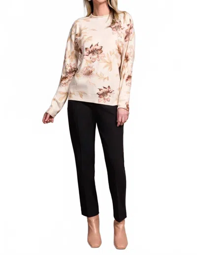 Tribal Lightweight Printed Long-sleeve Funnel Neck Sweater In Moonstone In Beige