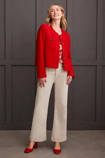Tribal Lined Button-up Jacket In Scarlet In Red