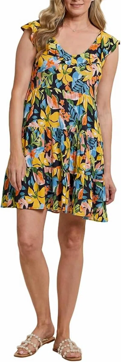 Tribal Lined Sleeveless Dress With Tie Back In Black