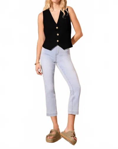 Tribal Linen Blend Lined Button-front Vest In Black