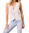 Tribal Linen Blend Lined Button-front Vest In White In White
