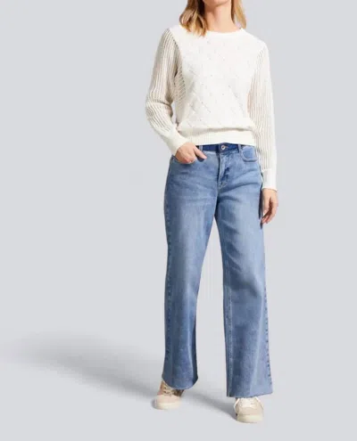 Tribal Long Dolman Sleeve Sweater In Eggshell