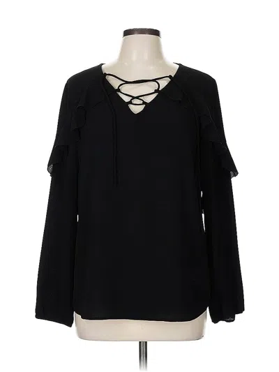 Pre-owned Tribal Long Sleeve Blouse In Black