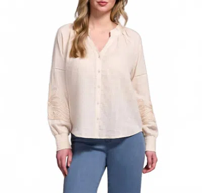 Tribal Long Sleeve Blouse With Applique On Sleeve In Moonstone In Pink