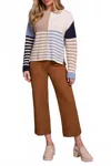 Tribal Long Sleeve Boat Neck Sweater In Sandstone In Multi