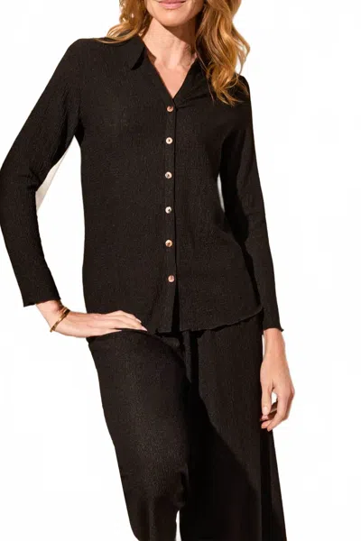 Tribal Long Sleeve Button Down Knit Shirt In Black