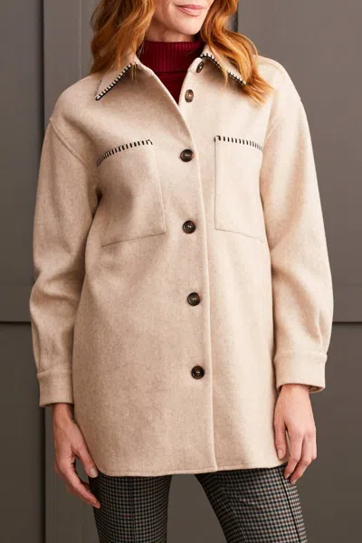Tribal Long Sleeve Button Front Coat In Heather Tan In Multi