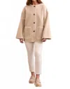 Tribal Long Sleeve Button Front Coat In Heathered Ice Latte In Neutral