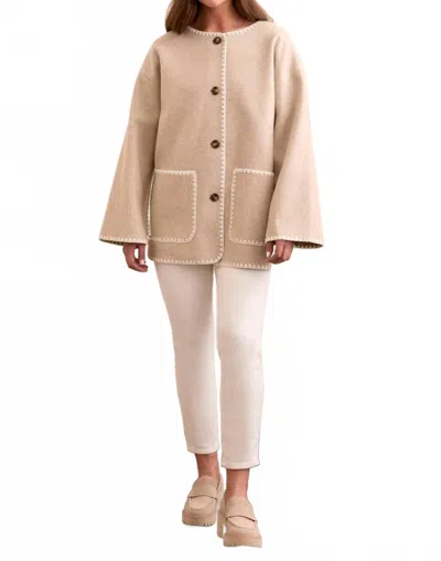 TRIBAL LONG SLEEVE BUTTON FRONT COAT IN HEATHERED ICE LATTE