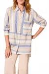 Tribal Long-sleeve Button-front Collared Blouse In Oasis In Multi