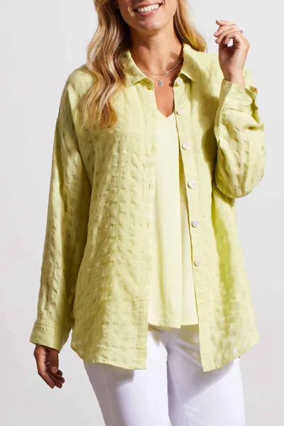 Tribal Long Sleeve Button Front Shirt In Wild Lime In Yellow