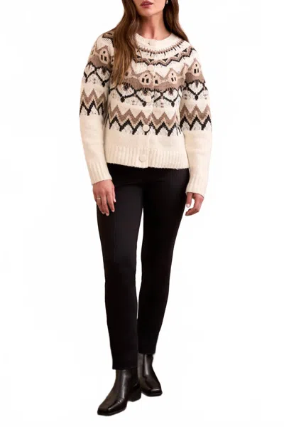 Tribal Long Sleeve Button Front Sweater Cardigan In Moonstone In Beige