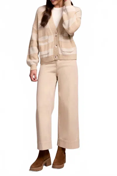 Tribal Long Sleeve Buttoned Front Sweater Cardigan In H Latte-3280 In Beige