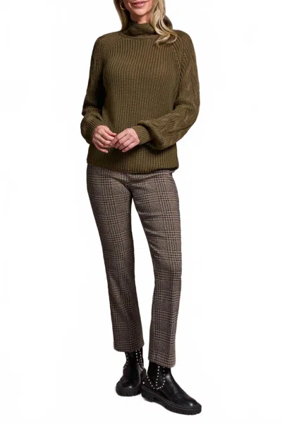 Tribal Long Sleeve Cable Mock Neck Sweater In Ivy In Green