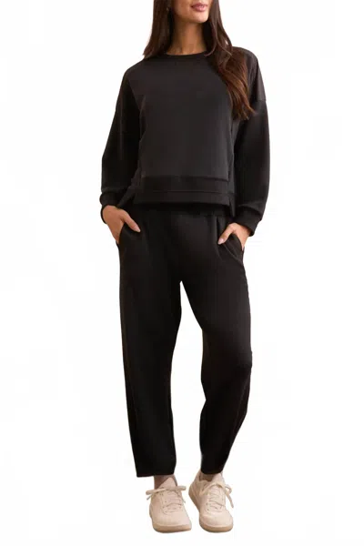 Tribal Long Sleeve Combo Top In Black