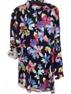 Tribal Long Sleeve Cover Up Shirt In Blue Multi In Multi