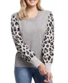 Tribal Long Sleeve Crew Neck Sweater In Grey Mix In Grey