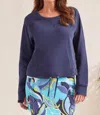 Tribal Printed Pull On Skort With Rounded Hem In Jet Blue In Blue