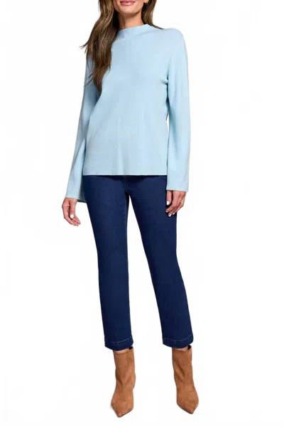 Tribal Long Sleeve Funnel Neck Sweater In Aqua In Blue